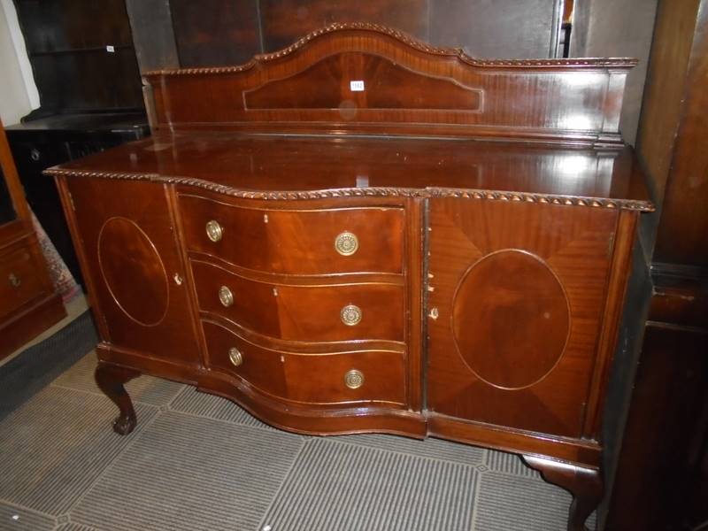 An early 20th-century mahogany sideboard on ball and claw feet, COLLECT ONLY.