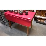 A 1960/70's red Formica top drawer leaf kitchen table COLLECT ONLY