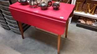 A 1960/70's red Formica top drawer leaf kitchen table COLLECT ONLY