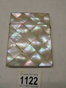 A Victorian mother of pearl card case in good condition.