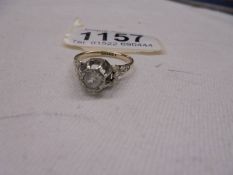 A white stone vintage ring in gold, size L, 2.2 grams.