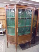 An Edwardian mahogany inlaid display cabinet, COLLECT ONLY.