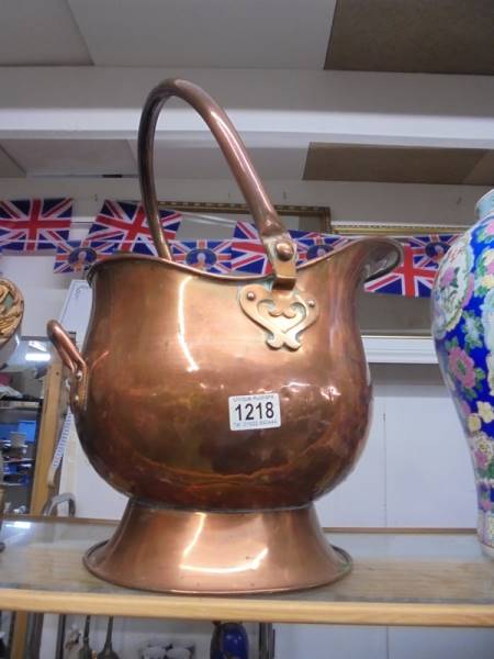 A copper coal scuttle, COLLECT ONLY.