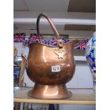 A copper coal scuttle, COLLECT ONLY.