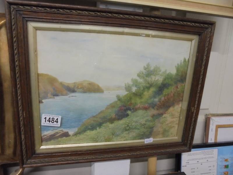 A framed and glazed watercolour rural scene signed Leach 1935 COLLECT ONLY.