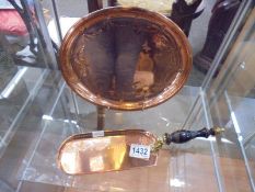 A circa 1867-1880 Henry Loveridge & Co., copper crumb scoop and tray.