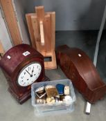 2 striking clocks and quantity of small clocks/movements for spare or repair plus a homemade clock