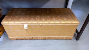 A gold fabric covered ottoman/blanket box COLLECT ONLY