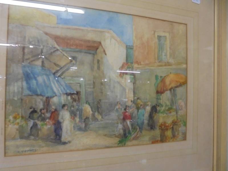 A framed and glazed watercolour signed Fawcett, COLLECT ONLY. - Image 2 of 3