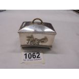 A hall marked silver musical trinket box, (not working).