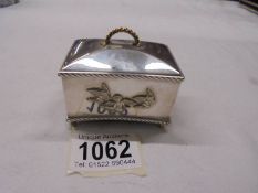 A hall marked silver musical trinket box, (not working).