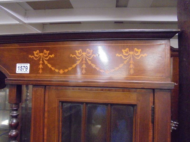 An Edwardian mahogany inlaid display cabinet, COLLECT ONLY. - Image 3 of 3