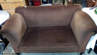 A 1920/30's brown Draylon drop end settee/sofa COLLECT ONLY