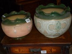 Two Langley ware jardinieres, COLLECT ONLY.