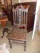 A Victorian carved hall chair, COLLECT ONLY.