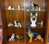 15 German Shepherd dog ornaments including Beswick, Border Fine Arts, a brass example etc COLLECT