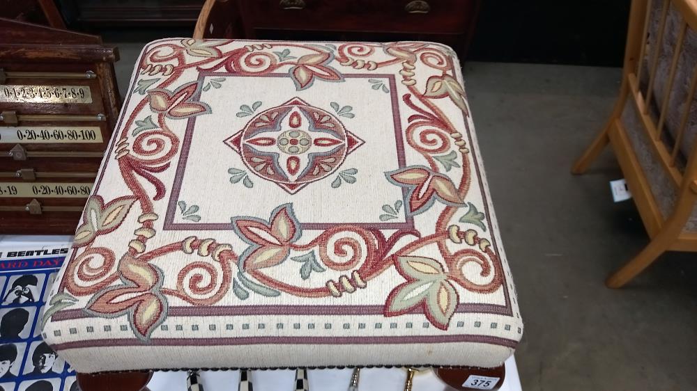 A Stuart Jones foot stool with tapestry top COLLECT ONLY - Image 2 of 2