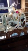 A white ormalu triple dressing table mirror COLLECT ONLY