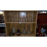 A quantity of Victorian oil lamp parts & chimneys