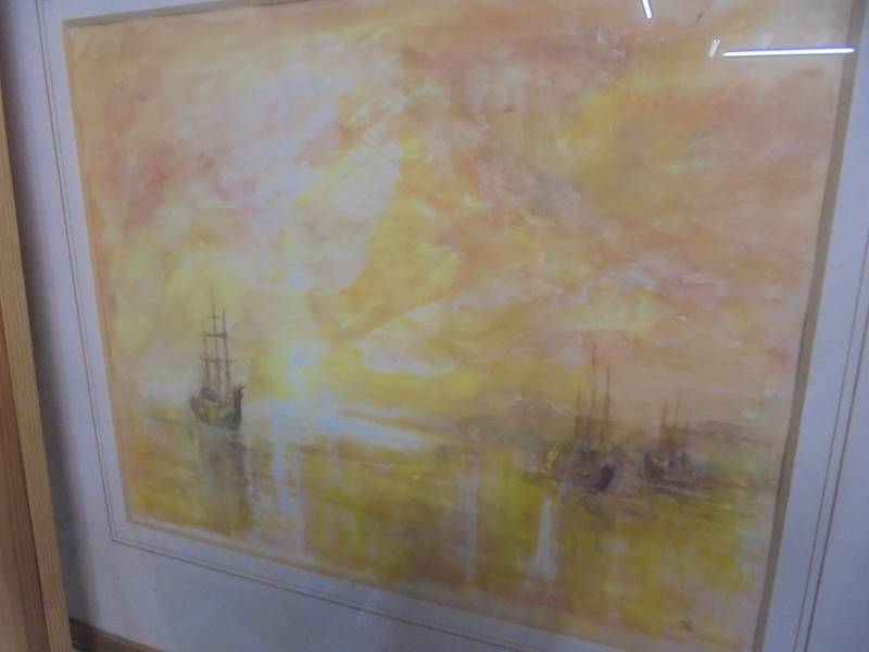 A framed and glazed watercolour seascape, COLLECT ONLY. - Image 2 of 2