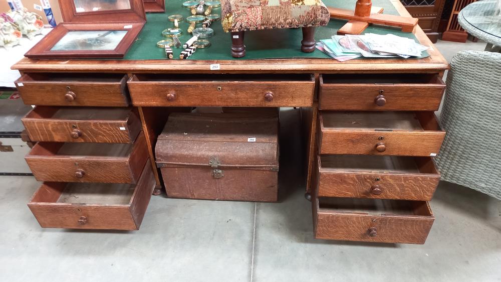 An old double pedestal partners desk, COLLECT ONLY - Image 5 of 6