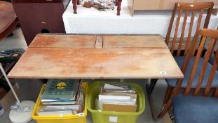 A vintage school double desk - 112cm x 59cm x 65cm high, COLLECT ONLY