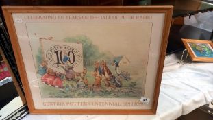A Beatrix Potter Peter Rabbit centennial edition print in frame