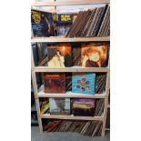 A large quantity of LP records, various genres over 5 shelves COLLECT ONLY