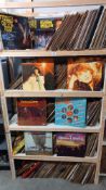 A large quantity of LP records, various genres over 5 shelves COLLECT ONLY