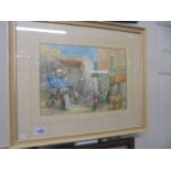 A framed and glazed watercolour signed Fawcett, COLLECT ONLY.