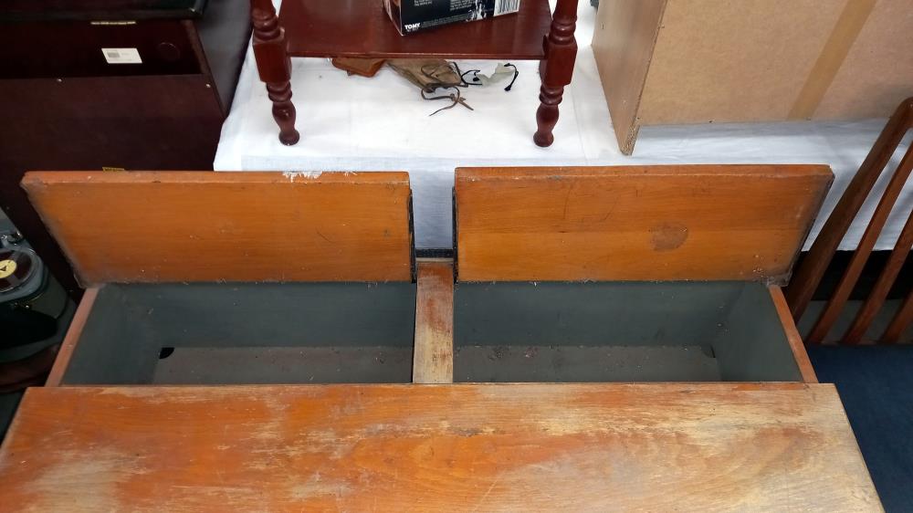 A vintage school double desk - 112cm x 59cm x 65cm high, COLLECT ONLY - Image 2 of 2