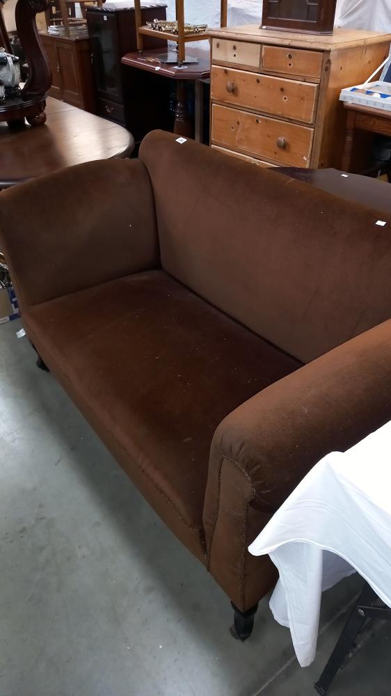 A 1920/30's brown Draylon drop end settee/sofa COLLECT ONLY - Image 2 of 2