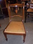 A good mahogany inlaid bedroom chair, COLLECT ONLY.