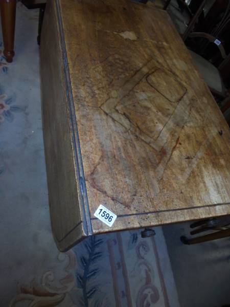 A Victorian Pembroke table on centre pedestal with splay feet, (top needs re-polishing) COLLECT ONLY - Image 2 of 2