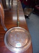 A Victorian copper warming pan, COLLECT ONLY.