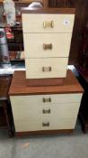 A retro bedroom chest of drawers and bedside cupboard COLLECT ONLY