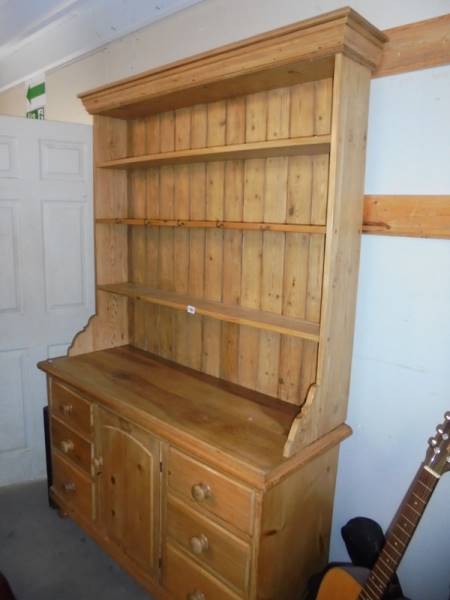 An old pine open rack Lincolnshire dresser, COLLECT ONLY.