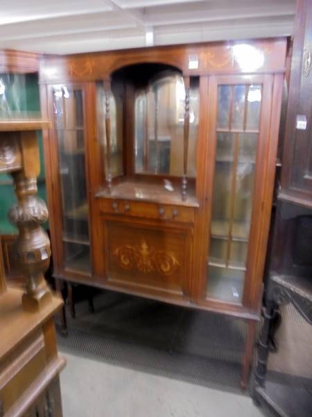 An Edwardian mahogany inlaid display cabinet, COLLECT ONLY.