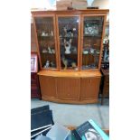 A golden oak wall unit with cut glass doors COLLECT ONLY