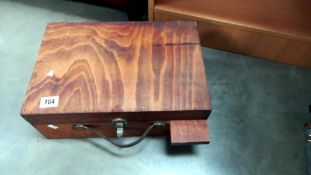 A good wooden fly fishing box with fly making contents COLLECT ONLY