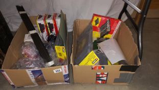 2 boxes of Hornby 00 gauge controllers, tunnel walls track wire etc