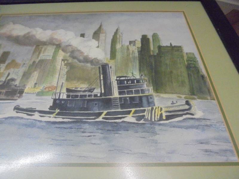 A framed city scape, possibly New York. COLLECT ONLY. - Image 2 of 2