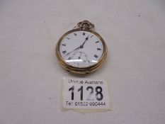 A 10ct gold plated pocket watch.