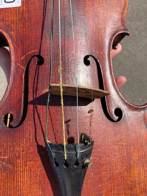 A rare cased pair of antique violins with bows, one with label reading Johann Glass (both a/f) - Image 17 of 22