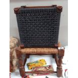 2 arts and crafts footstools with woven seat