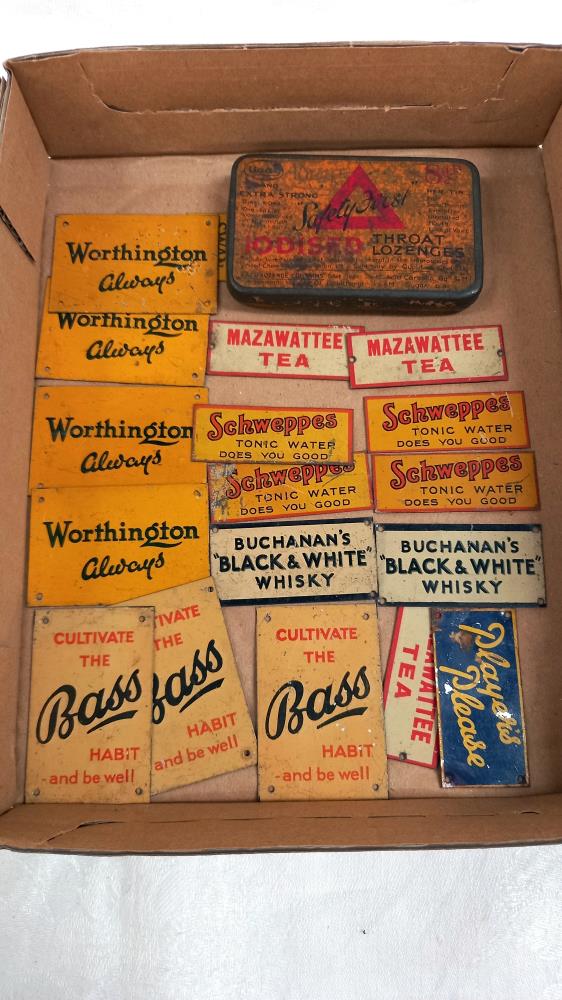 18 early Basset Lowke railway station small metal advertising signs including Players, Swan Vesta, - Image 2 of 2