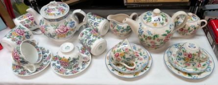 A Laura Ashley Hazelbury tea set for 2 and a Sadler Victorian tea set for 2