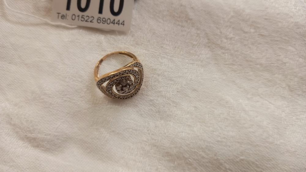 A white and yellow gold large spiral diamond ring, size N, 3.3 grams. - Image 2 of 2