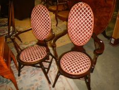 A pair of oval back bedroom chairs, COLLECT ONLY.