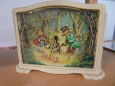 A Vintage Smiths Little Red Riding Hood musical mantel clock, (overwound).